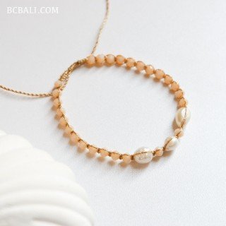 Crystal Beads Bracelet With Original Pearls Handmade in Bali